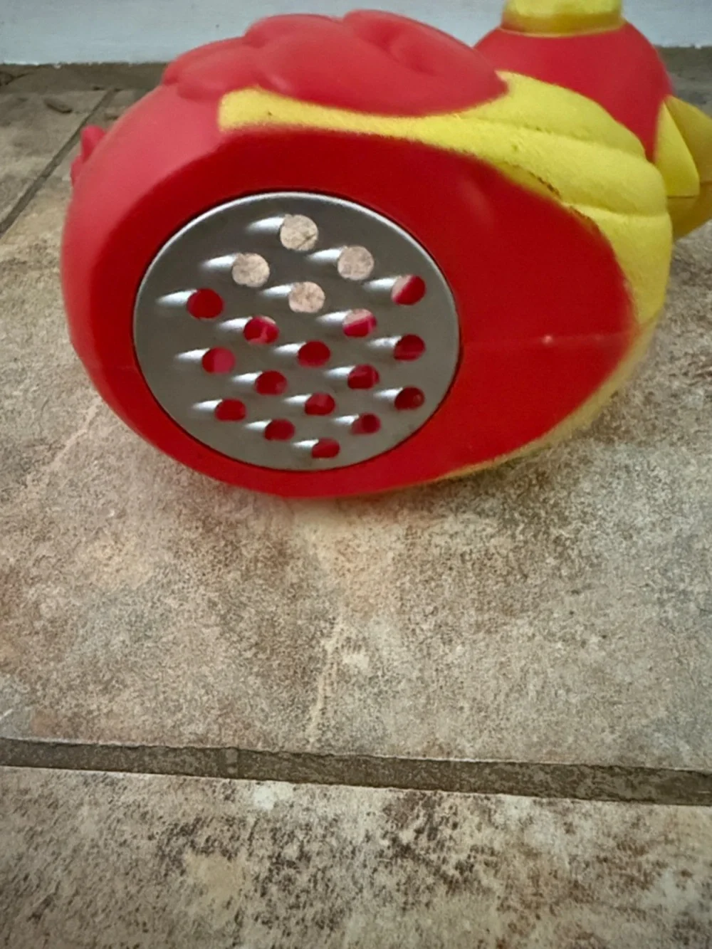 Red and Yellow 1974 vintage Kenner “Ice Bird” shaver for snow cones